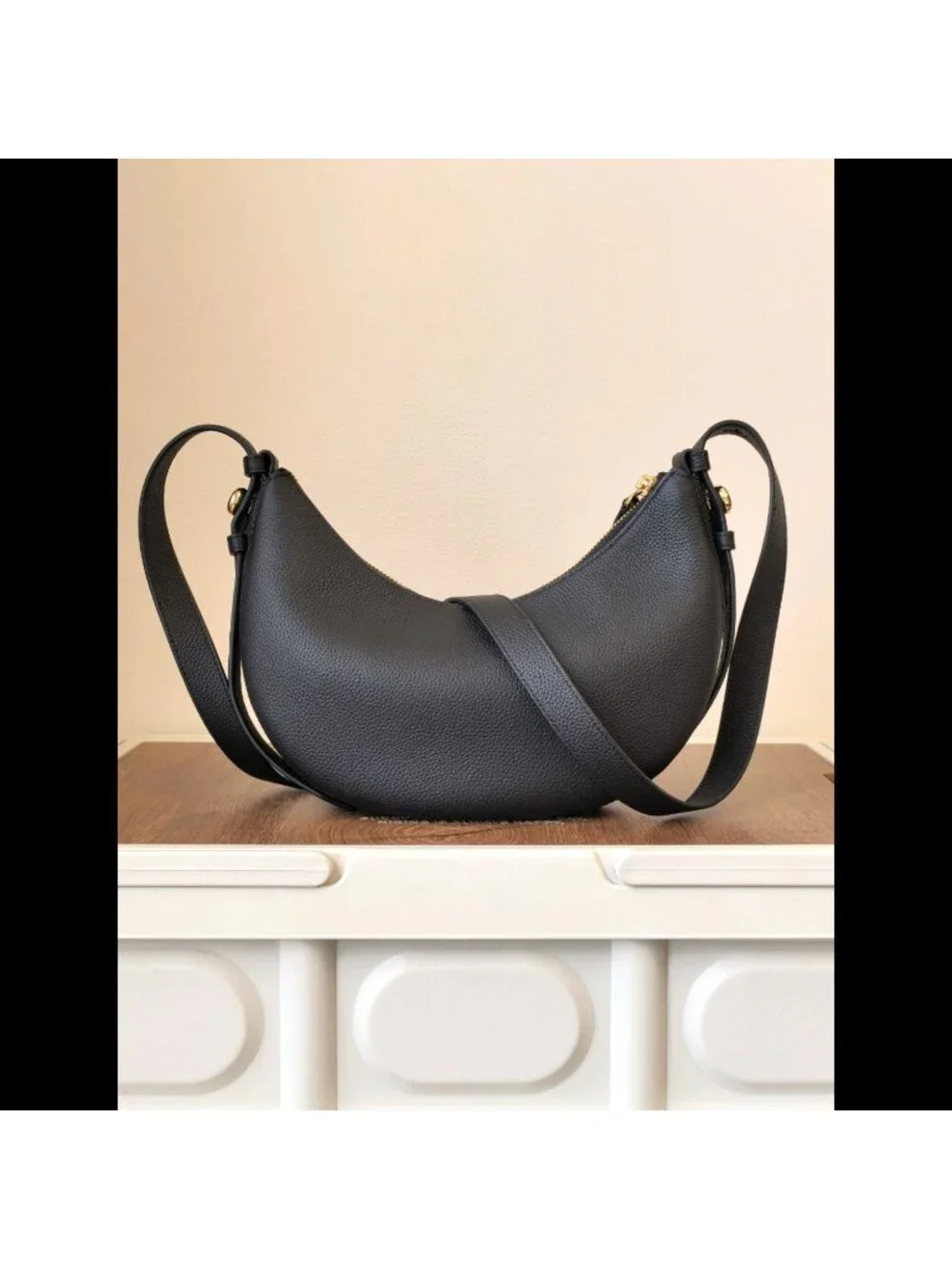 Tory Burch Romy Half Moon Shoulder Bag Black OS
